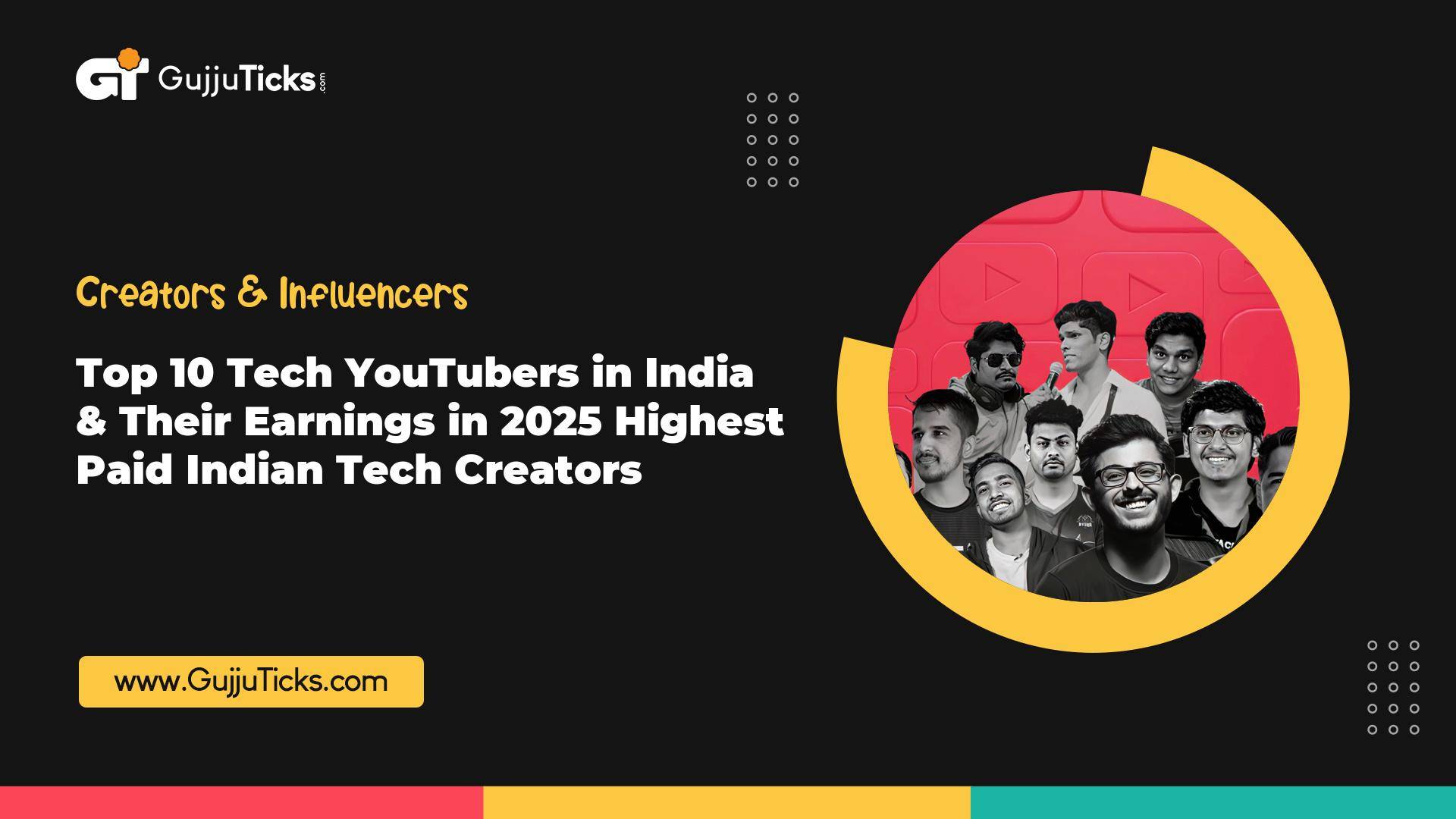 Top 10 Tech YouTubers in India & Their Earnings in 2025 Highest Paid Indian Tech Creators Image