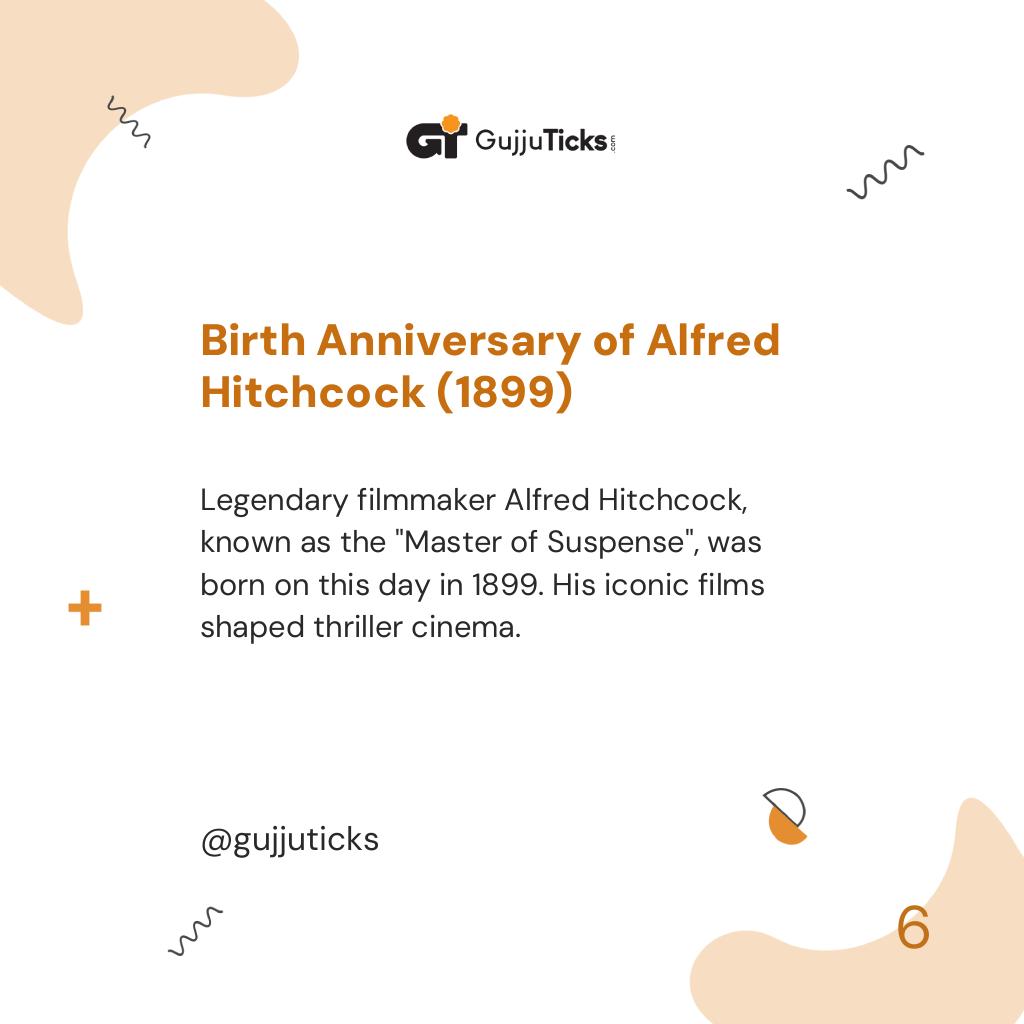 Birth Anniversary of Alfred Hitchcock (1899)