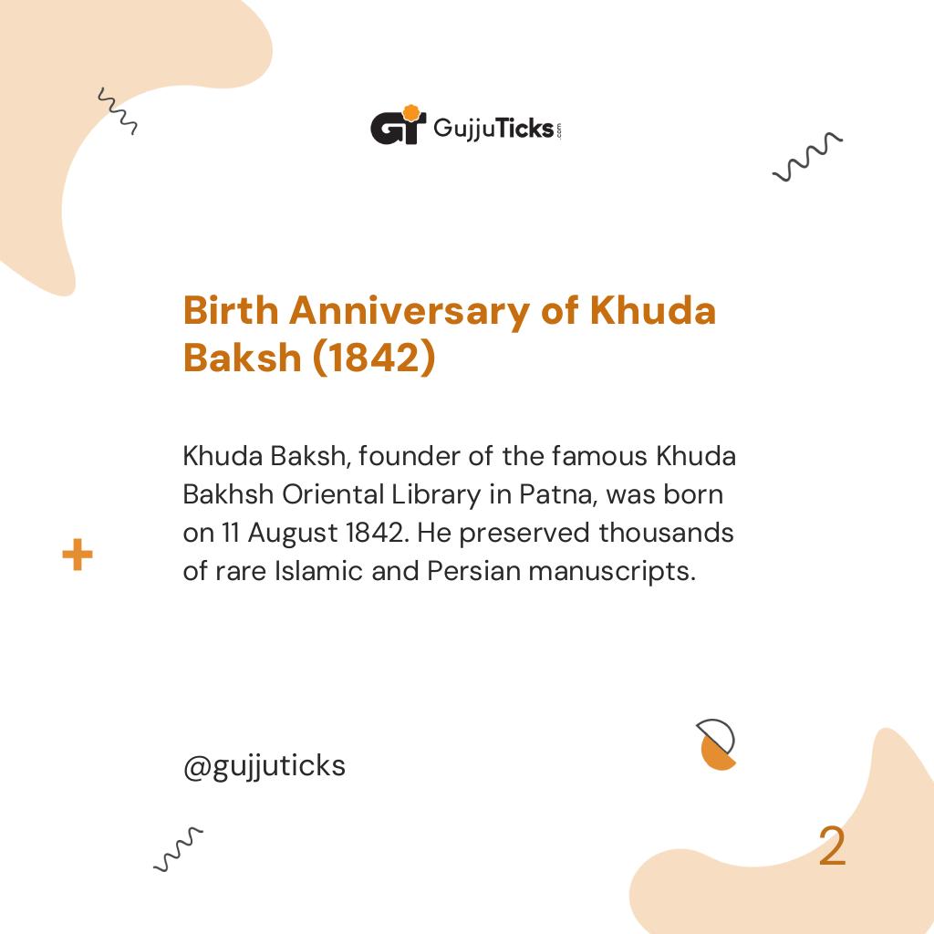 Birth Anniversary of Khuda Baksh (1842)