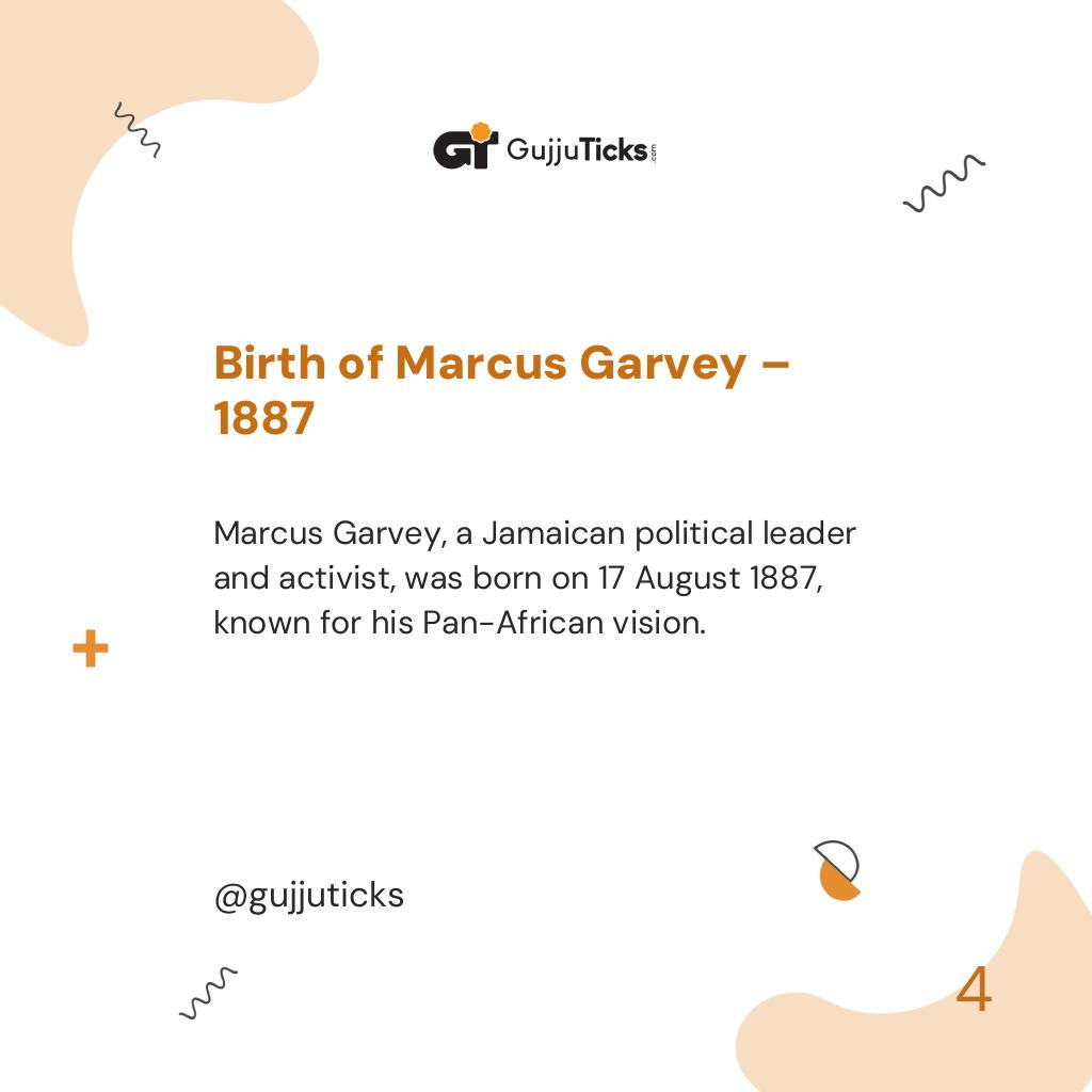 Birth of Marcus Garvey – 1887
