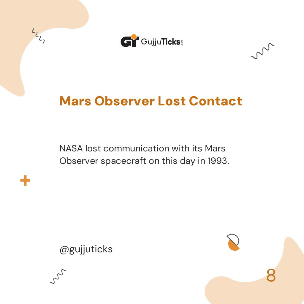 Mars Observer Lost Contact