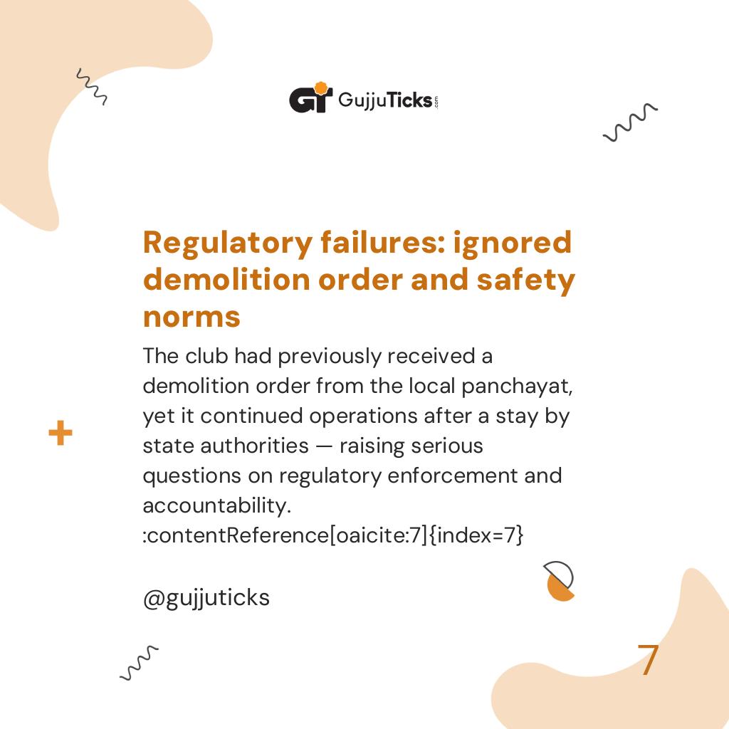 Regulatory failures: ignored demolition order and safety norms
