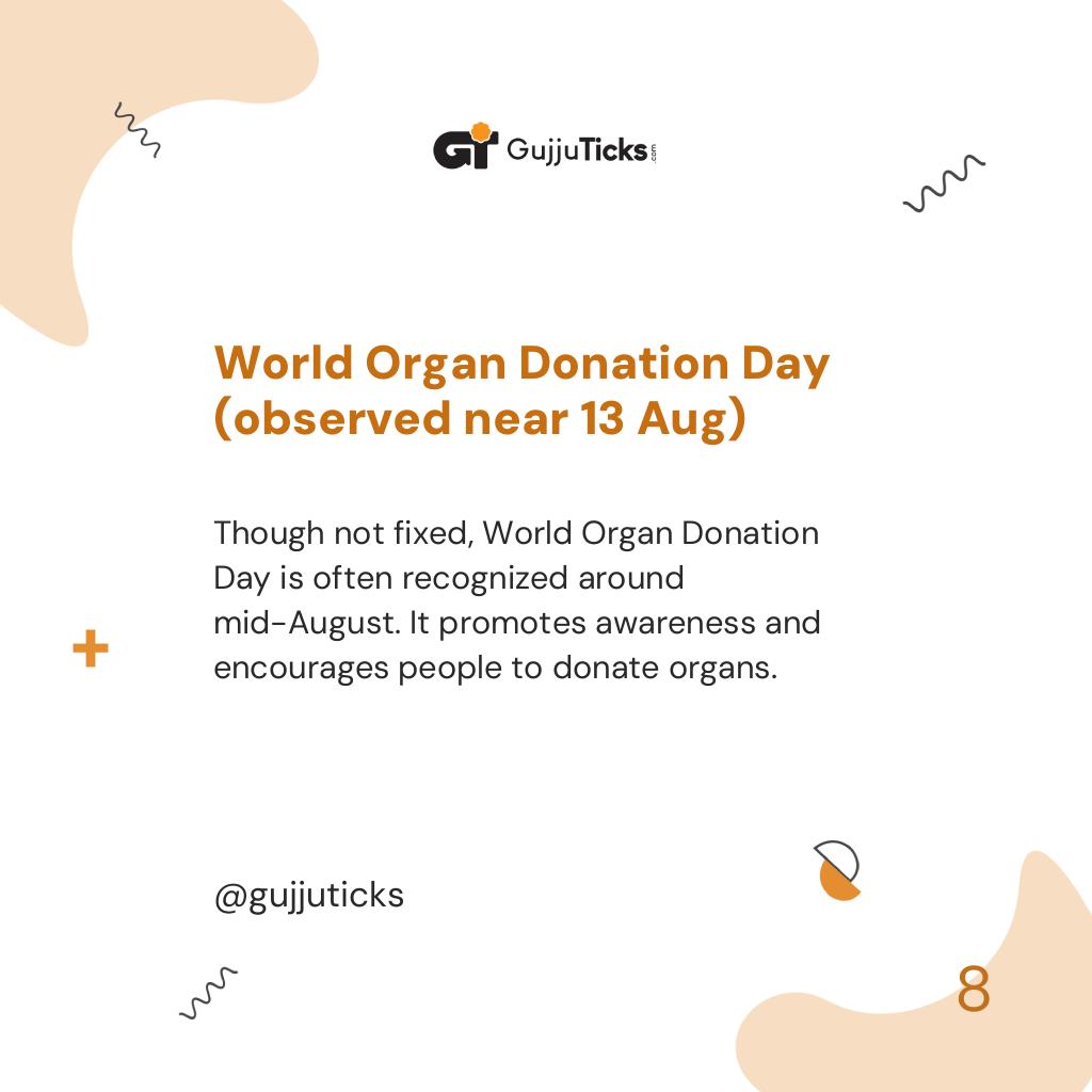 World Organ Donation Day (observed near 13 Aug)